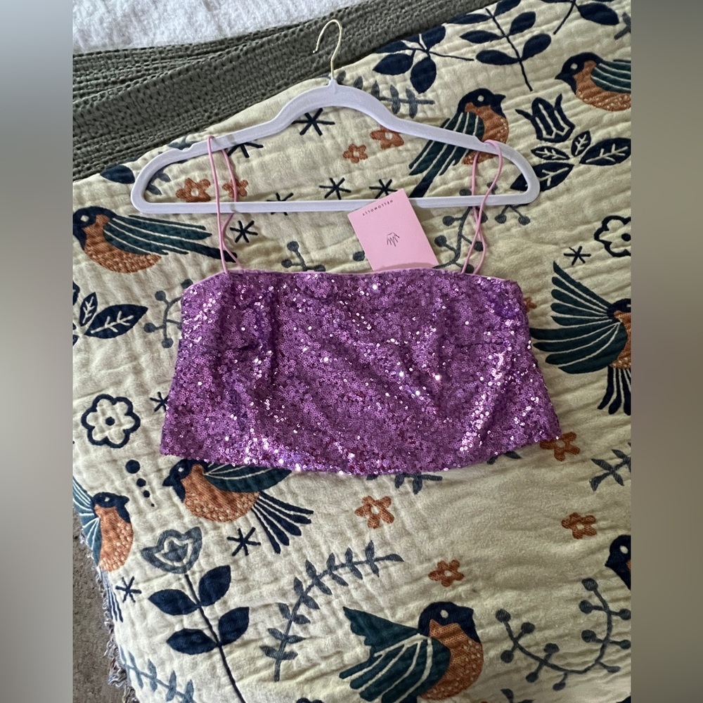 Purple Sequin Crop Top